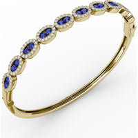 Oval Link Bangle with Round Sapphires and Diamond Halos by Fana - 2.55 Carat Total Gemstone Weight