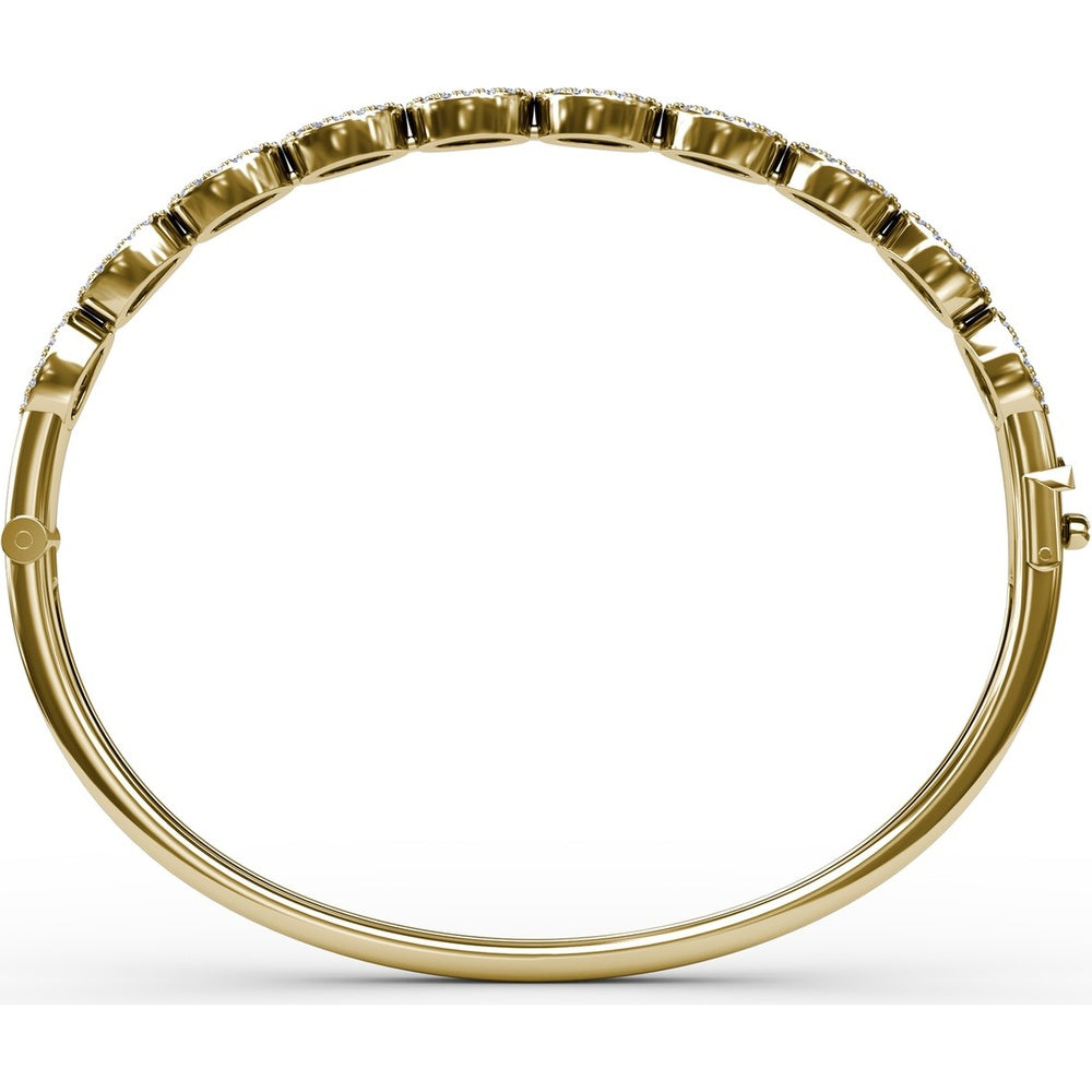 Oval Link Bangle with Round Sapphires and Diamond Halos by Fana - 2.55 Carat Total Gemstone Weight