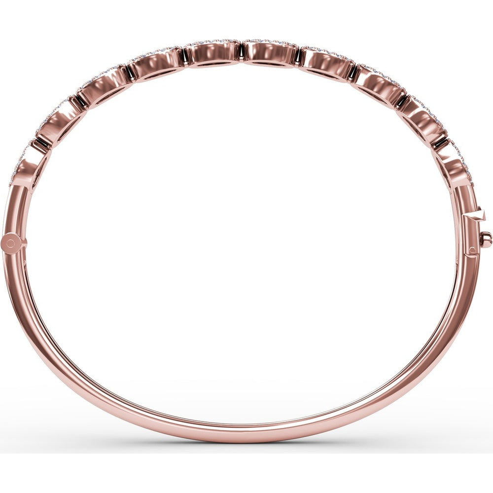Oval Link Bangle with Round Sapphires and Diamond Halos by Fana - 2.55 Carat Total Gemstone Weight