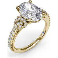 Oval Love Knot Engagement Ring Setting with Pavé Twisted Split Shank by Fana - 0.35 Carat Total Diamond Weight