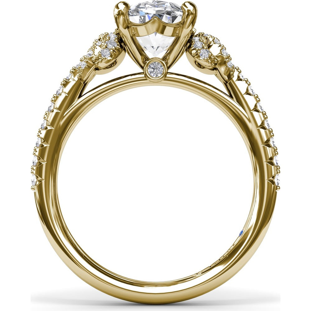 Oval Love Knot Engagement Ring Setting with Pavé Twisted Split Shank by Fana - 0.35 Carat Total Diamond Weight