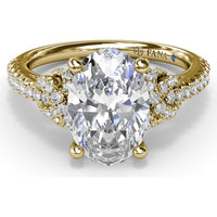 Oval Love Knot Engagement Ring Setting with Pavé Twisted Split Shank by Fana - 0.35 Carat Total Diamond Weight