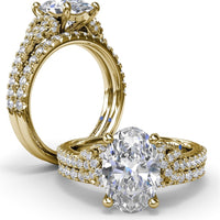 Oval Love Knot Engagement Ring Setting with Pavé Twisted Split Shank by Fana - 0.35 Carat Total Diamond Weight