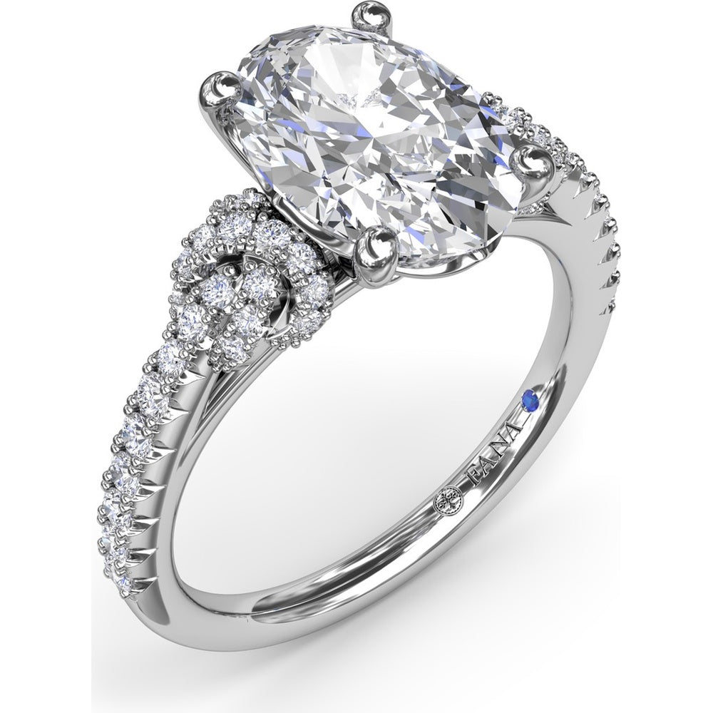Oval Love Knot Engagement Ring Setting with Pavé Twisted Split Shank by Fana - 0.35 Carat Total Diamond Weight