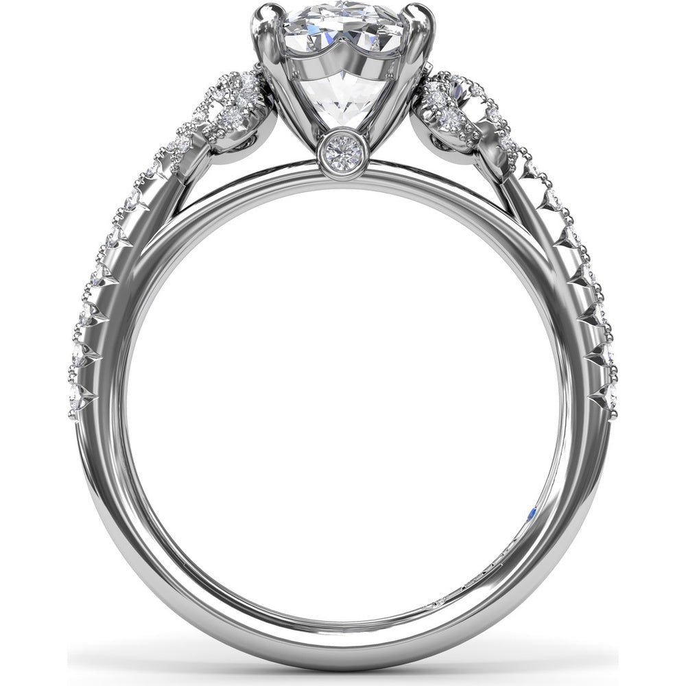 Oval Love Knot Engagement Ring Setting with Pavé Twisted Split Shank by Fana - 0.35 Carat Total Diamond Weight