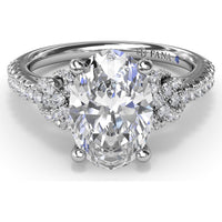 Oval Love Knot Engagement Ring Setting with Pavé Twisted Split Shank by Fana - 0.35 Carat Total Diamond Weight