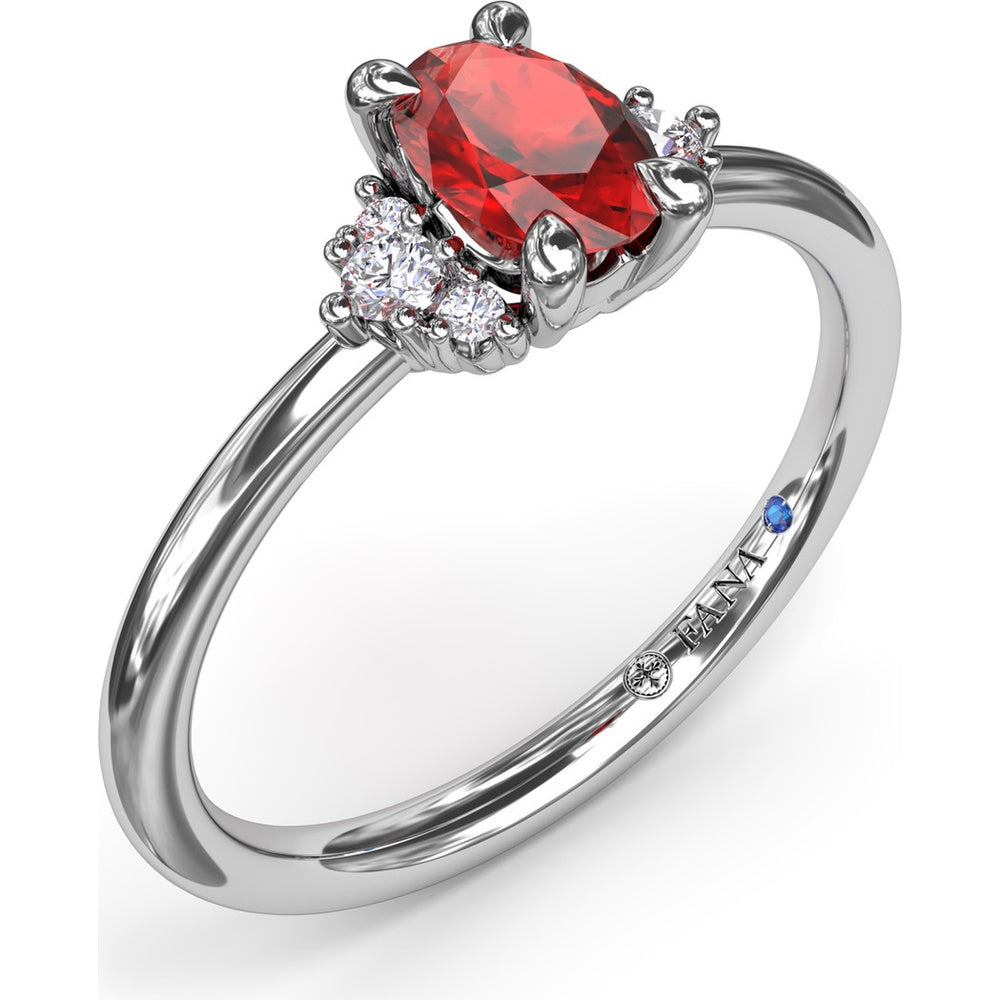 Oval Ruby and Diamond Cluster Ring by Fana - 0.59 Carat Total Gemstone Weight