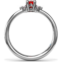 Oval Ruby and Diamond Cluster Ring by Fana - 0.59 Carat Total Gemstone Weight