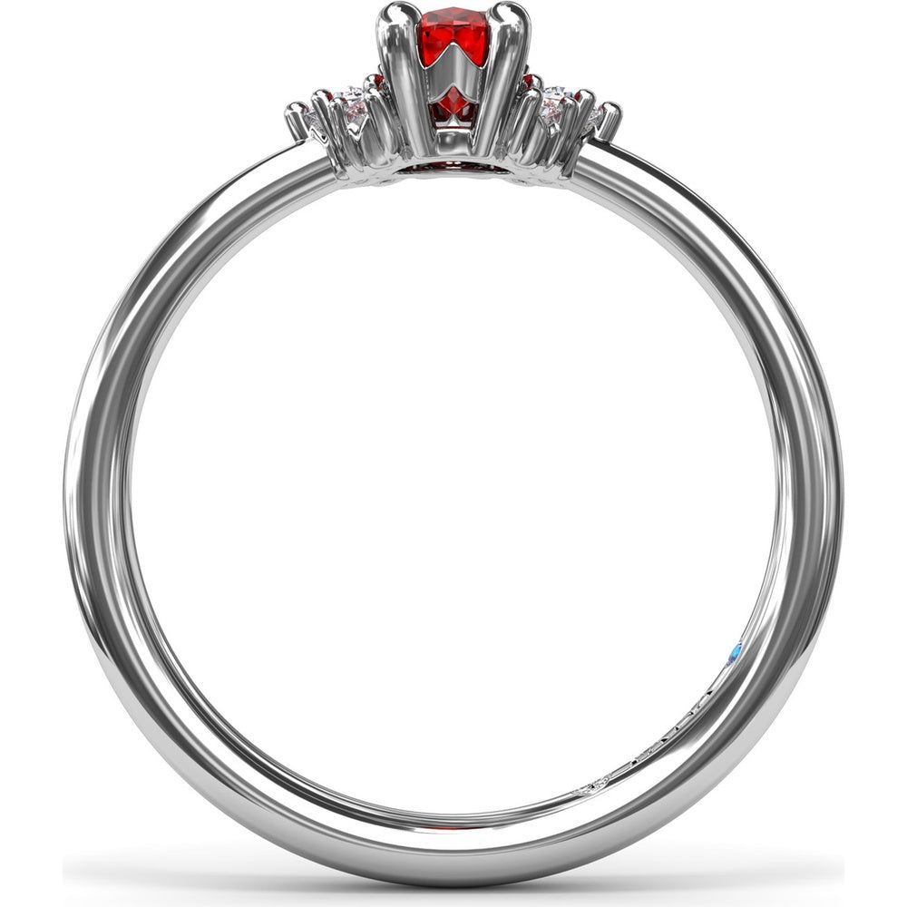 Oval Ruby and Diamond Cluster Ring by Fana - 0.59 Carat Total Gemstone Weight