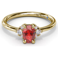 Oval Ruby and Diamond Cluster Ring by Fana - 0.59 Carat Total Gemstone Weight