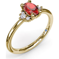 Oval Ruby and Diamond Cluster Ring by Fana - 0.59 Carat Total Gemstone Weight