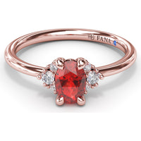 Oval Ruby and Diamond Cluster Ring by Fana - 0.59 Carat Total Gemstone Weight