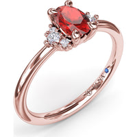 Oval Ruby and Diamond Cluster Ring by Fana - 0.59 Carat Total Gemstone Weight