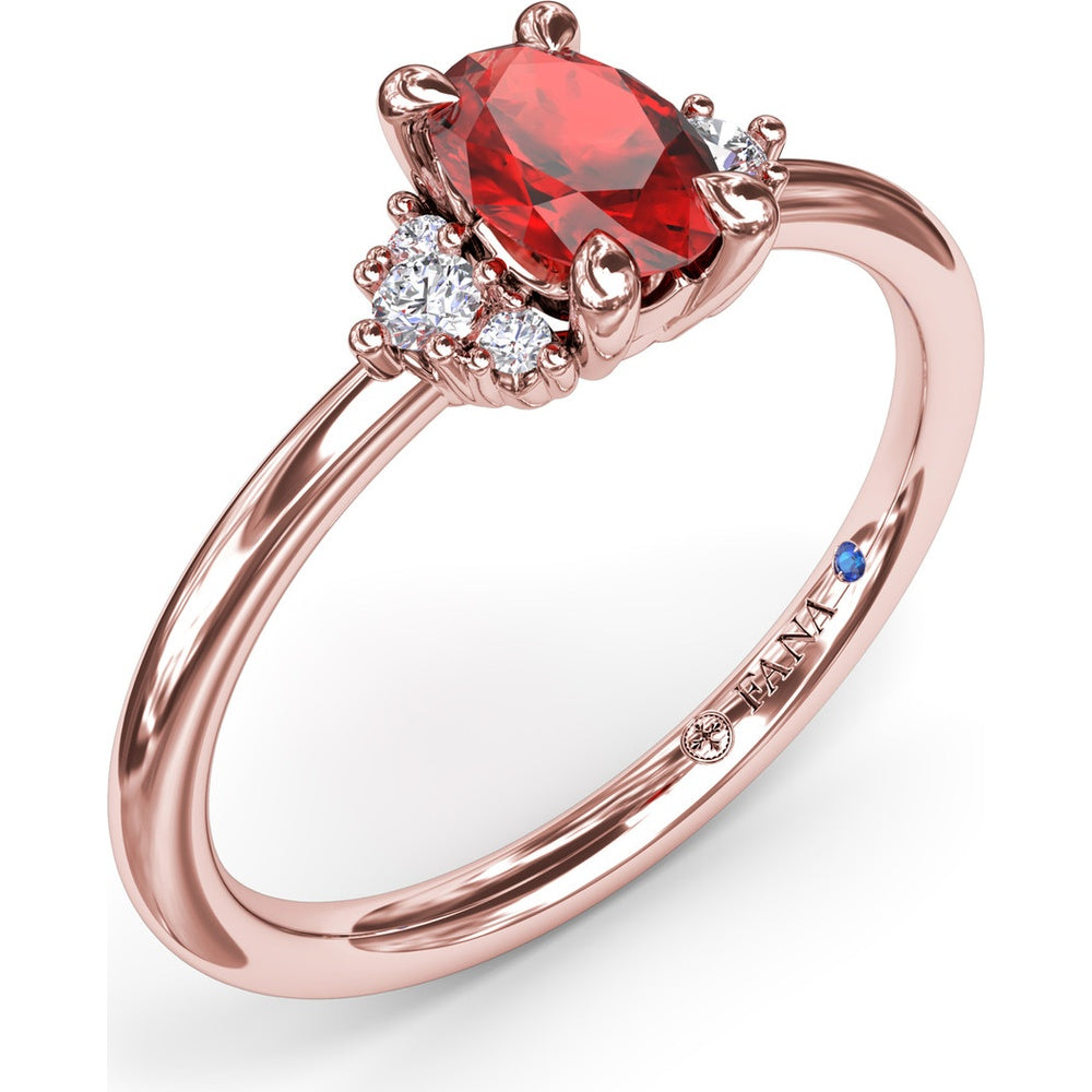 Oval Ruby and Diamond Cluster Ring by Fana - 0.59 Carat Total Gemstone Weight