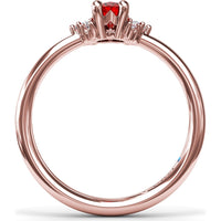 Oval Ruby and Diamond Cluster Ring by Fana - 0.59 Carat Total Gemstone Weight