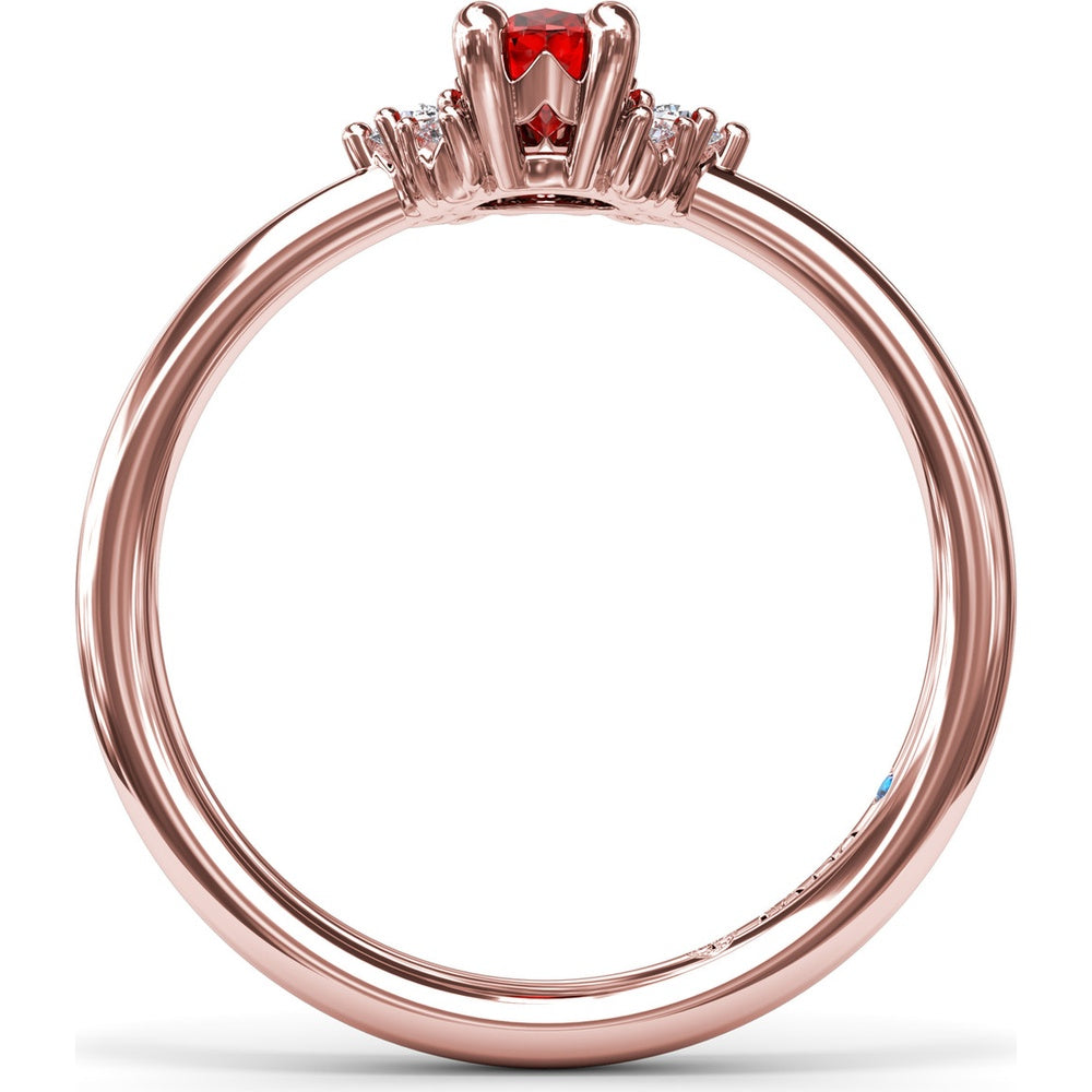 Oval Ruby and Diamond Cluster Ring by Fana - 0.59 Carat Total Gemstone Weight