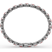 Oval Ruby and Diamond Halo Tennis Bracelet by Fana - 9.99 Carat Total Gemstone Weight