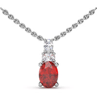 Oval Ruby and Diamond Pendant Necklace with Cable Chain by Fana - 1.33 Carat Total Gemstone Weight