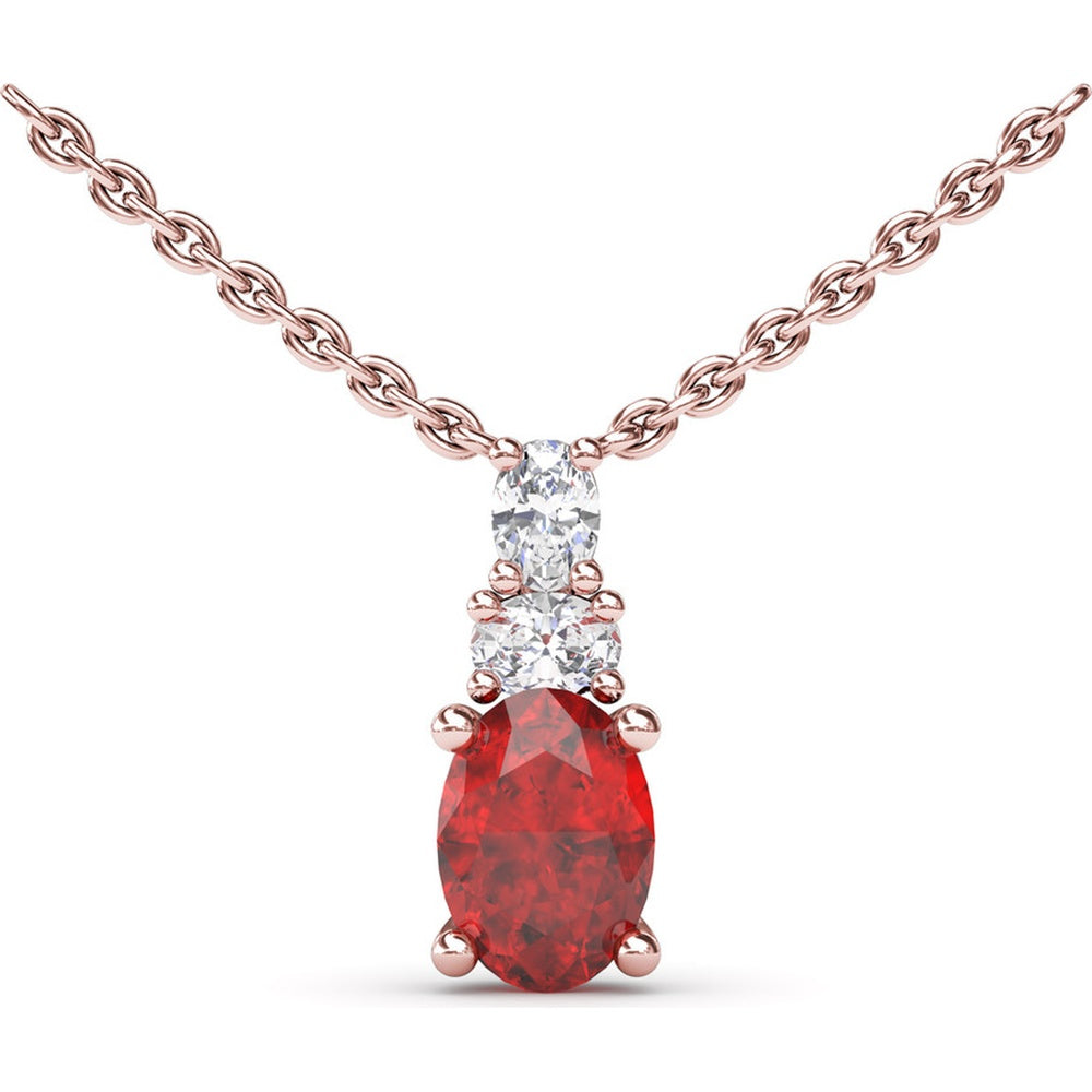 Oval Ruby and Diamond Pendant Necklace with Cable Chain by Fana - 1.33 Carat Total Gemstone Weight