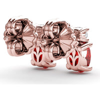 Oval Ruby and Diamond Stud Earrings with Vintage Inspired Milgrain Halo by Fana - 1.63 Carat Total Gemstone Weight