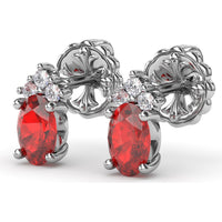 Oval Ruby Stud Earrings with Pavé Diamond Accents by Fana - 1.40 Carat Total Gemstone Weight