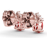 Oval Ruby Stud Earrings with Pavé Diamond Accents by Fana - 1.40 Carat Total Gemstone Weight
