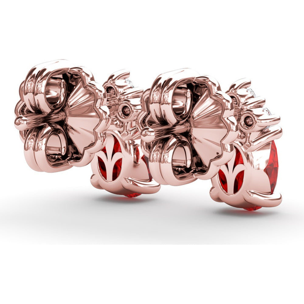 Oval Ruby Stud Earrings with Pavé Diamond Accents by Fana - 1.40 Carat Total Gemstone Weight