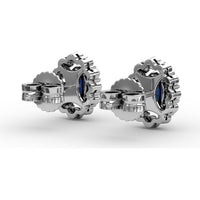 Oval Sapphire and Diamond Halo Stud Earrings by Fana - 1.68 Carat Total Gemstone Weight
