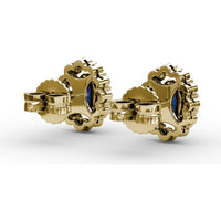 Oval Sapphire and Diamond Halo Stud Earrings by Fana - 1.68 Carat Total Gemstone Weight