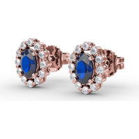Oval Sapphire and Diamond Halo Stud Earrings by Fana - 1.68 Carat Total Gemstone Weight