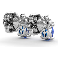 Oval Sapphire and Pavé Diamond Stud Earrings by Fana - 1.40 Carat Total Gemstone Weight