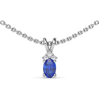 Oval Sapphire Pendant with Three Round Diamond Accent by Fana - 0.71 Carat Total Gemstone Weight