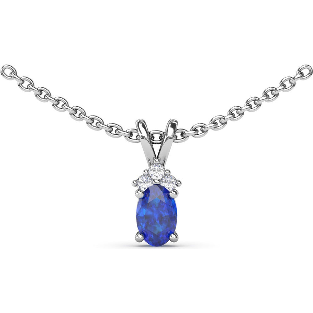 Oval Sapphire Pendant with Three Round Diamond Accent by Fana - 0.71 Carat Total Gemstone Weight