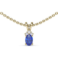 Oval Sapphire Pendant with Three Round Diamond Accent by Fana - 0.71 Carat Total Gemstone Weight