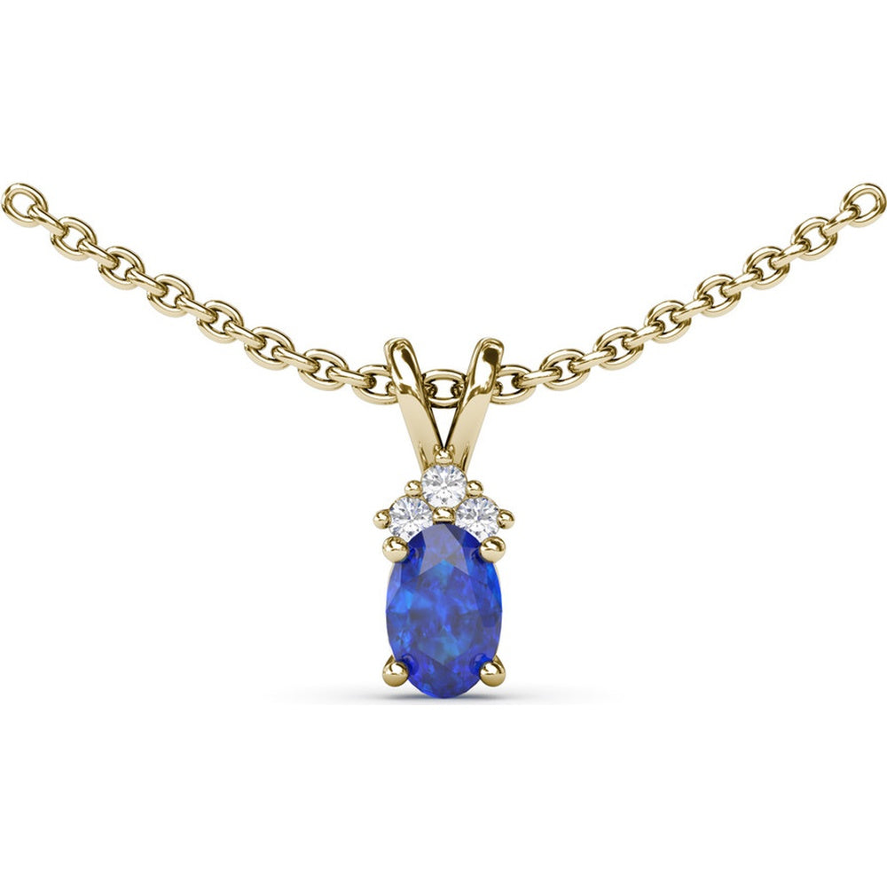 Oval Sapphire Pendant with Three Round Diamond Accent by Fana - 0.71 Carat Total Gemstone Weight