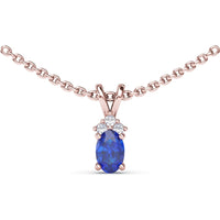 Oval Sapphire Pendant with Three Round Diamond Accent by Fana - 0.71 Carat Total Gemstone Weight