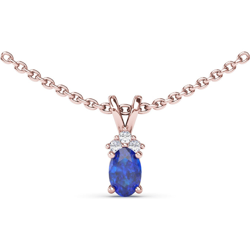 Oval Sapphire Pendant with Three Round Diamond Accent by Fana - 0.71 Carat Total Gemstone Weight