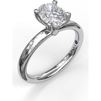 Oval Solitaire Engagement Ring Setting with Hidden Pavé Accent Diamonds by Fana - 0.02 Carat Total Diamond Weight