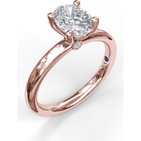 Oval Solitaire Engagement Ring Setting with Hidden Pavé Accent Diamonds by Fana - 0.02 Carat Total Diamond Weight