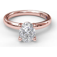 Oval Solitaire Engagement Ring Setting with Hidden Pavé Accent Diamonds by Fana - 0.02 Carat Total Diamond Weight
