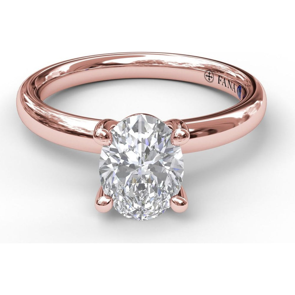 Oval Solitaire Engagement Ring Setting with Hidden Pavé Accent Diamonds by Fana - 0.02 Carat Total Diamond Weight