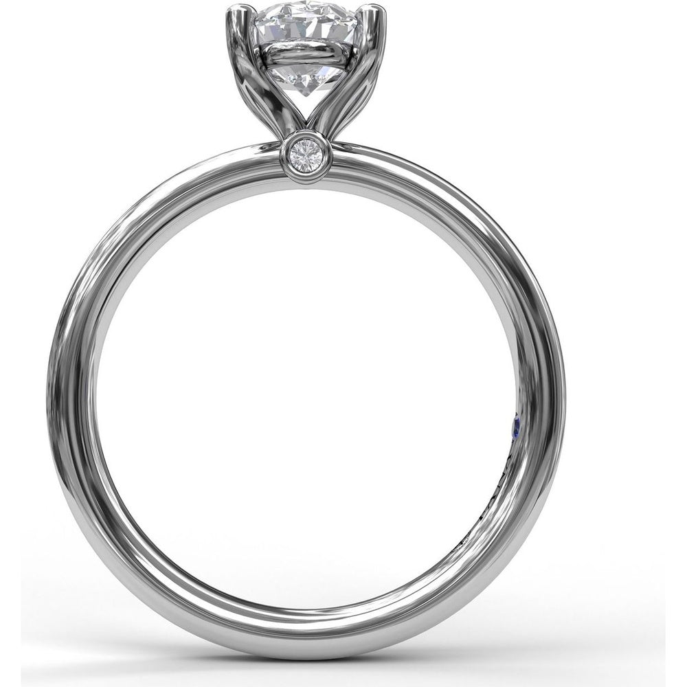 Oval Solitaire Engagement Ring Setting with Hidden Pavé Accent Diamonds by Fana - 0.02 Carat Total Diamond Weight
