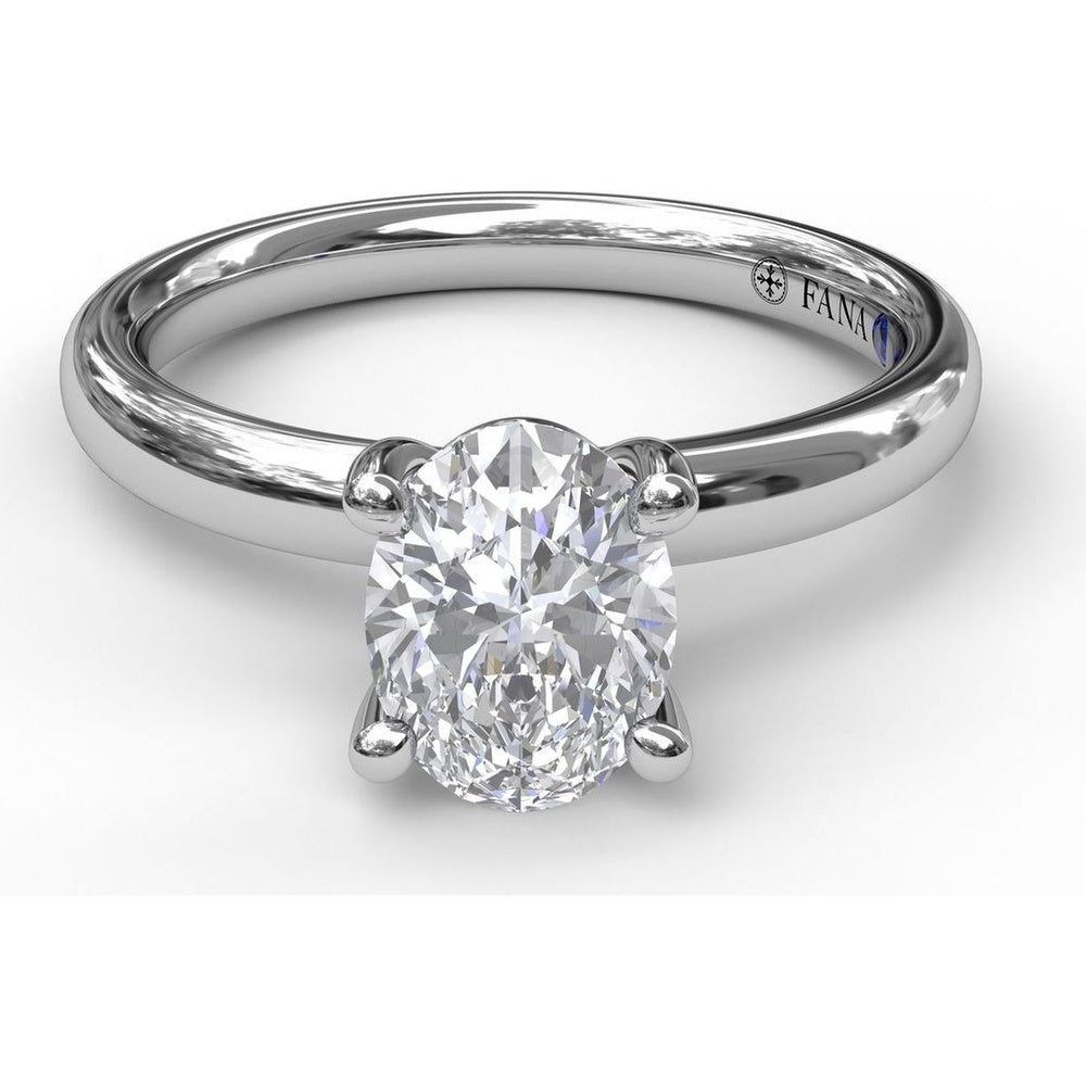 Oval Solitaire Engagement Ring Setting with Hidden Pavé Accent Diamonds by Fana - 0.02 Carat Total Diamond Weight