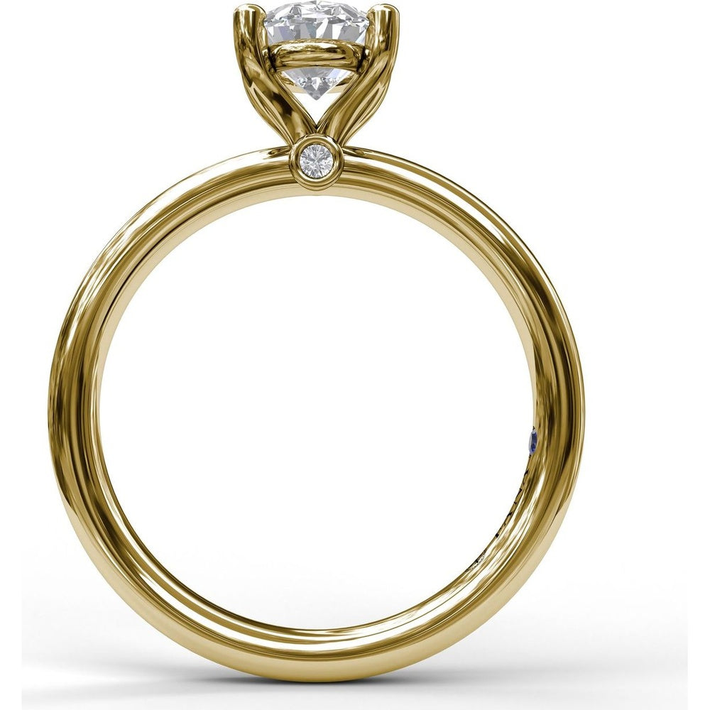Oval Solitaire Engagement Ring Setting with Hidden Pavé Accent Diamonds by Fana - 0.02 Carat Total Diamond Weight