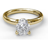 Oval Solitaire Engagement Ring Setting with Hidden Pavé Accent Diamonds by Fana - 0.02 Carat Total Diamond Weight