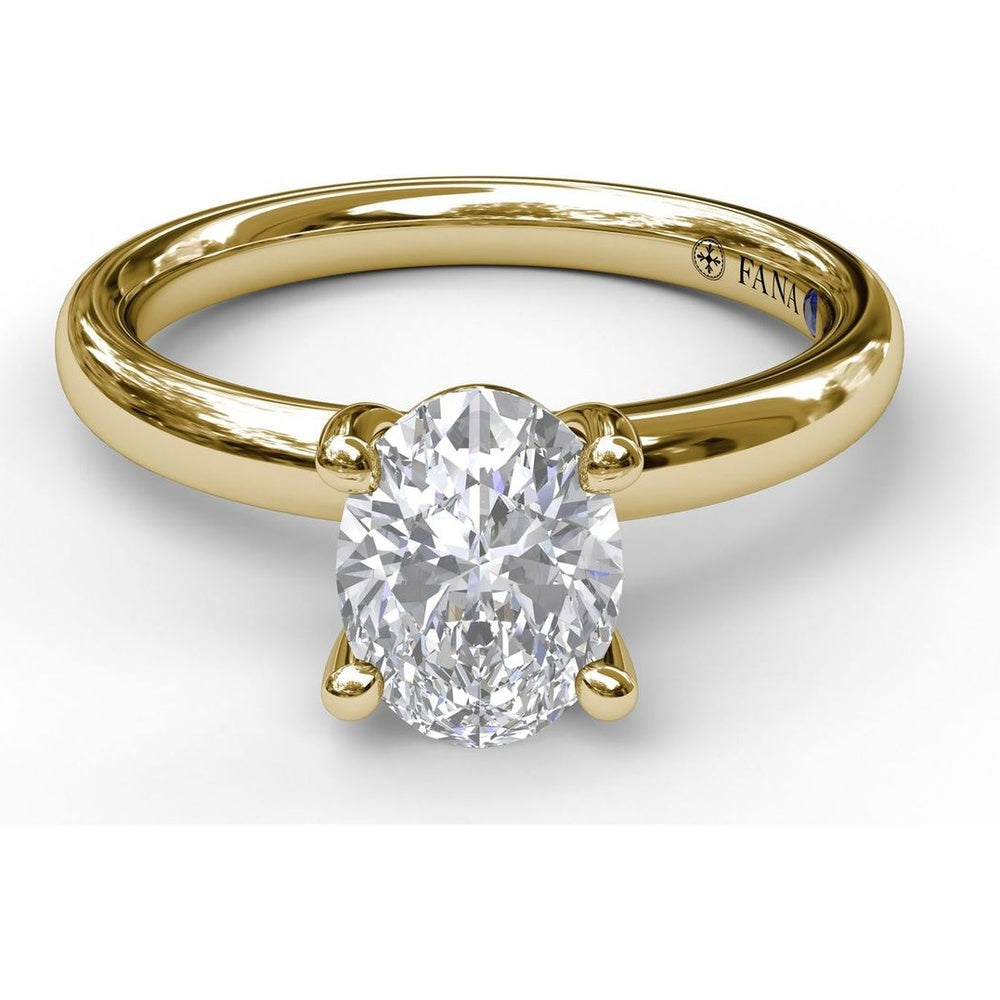 Oval Solitaire Engagement Ring Setting with Hidden Pavé Accent Diamonds by Fana - 0.02 Carat Total Diamond Weight
