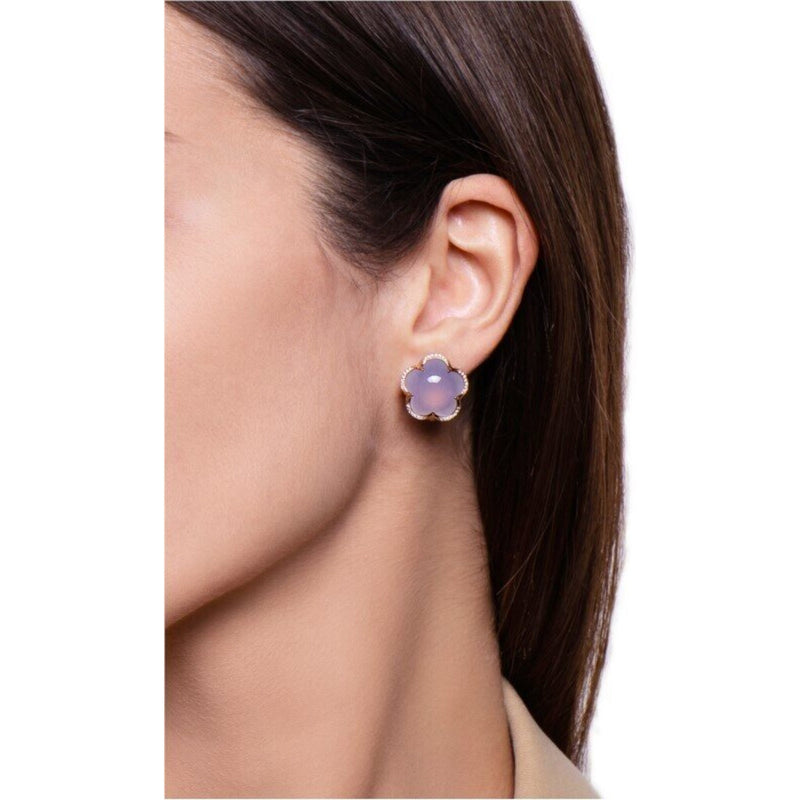 Pasquale Bruni Bon Ton Earrings Blue Chalcedony &amp; Diamonds 18k Rose Gold