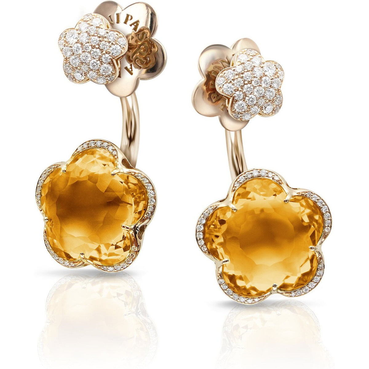 Pasquale Bruni - Bon Ton Divine Piercing Earrings in 18k Rose Gold with Citrine and Diamonds