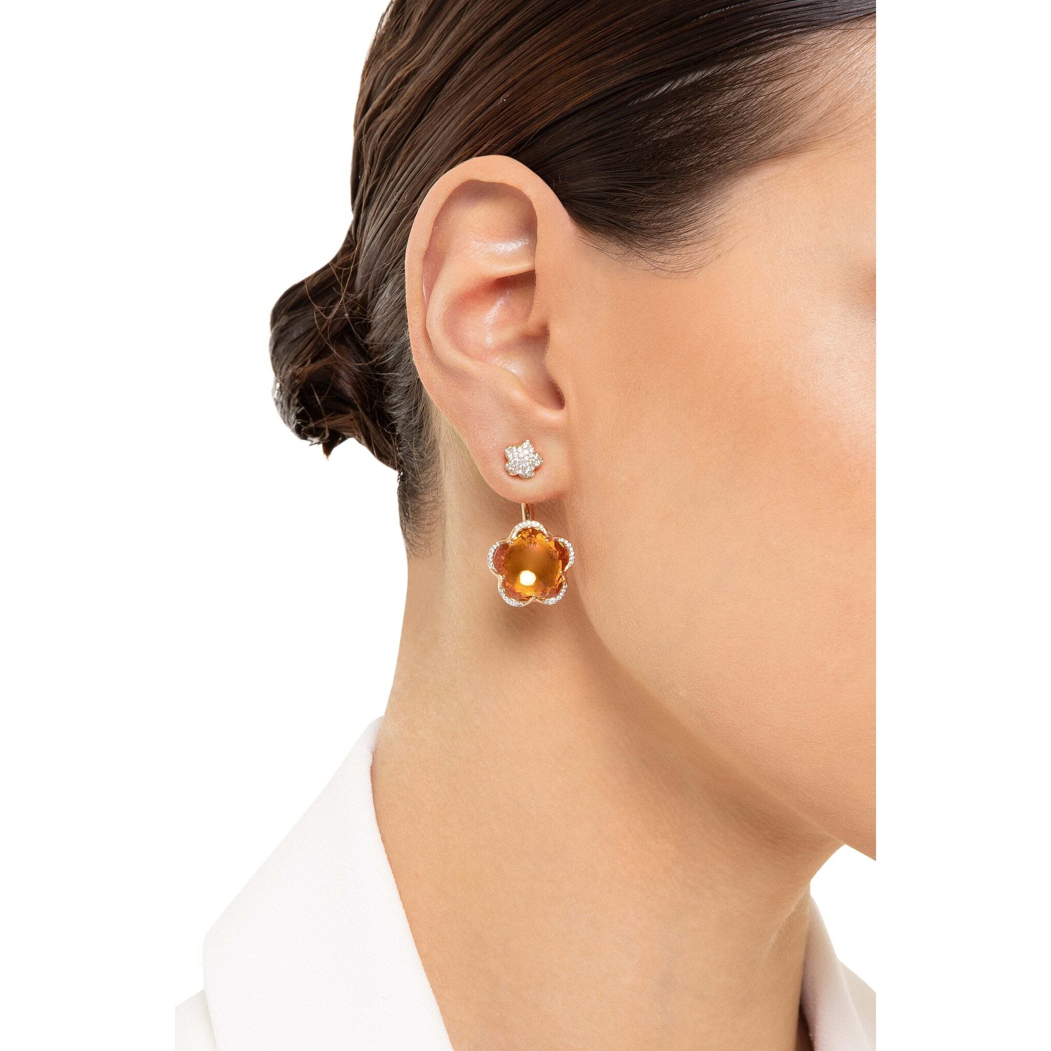 Pasquale Bruni - Bon Ton Divine Piercing Earrings in 18k Rose Gold with  Citrine and Diamonds
