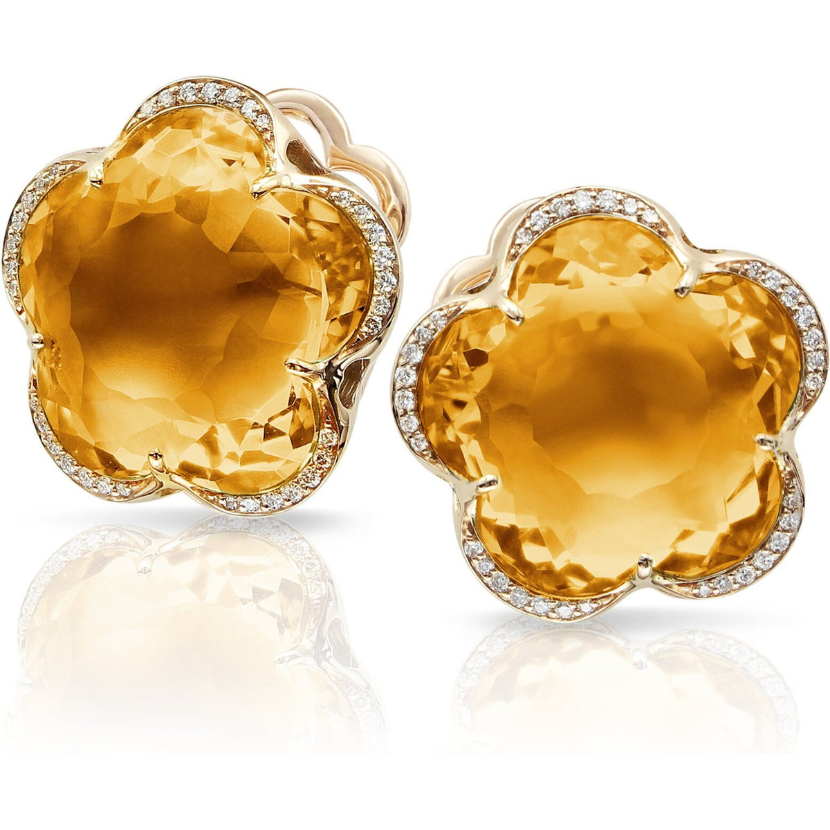 Pasquale Bruni - Bon Ton Divine Stud Earrings in 18k Rose Gold with Citrine and Diamonds